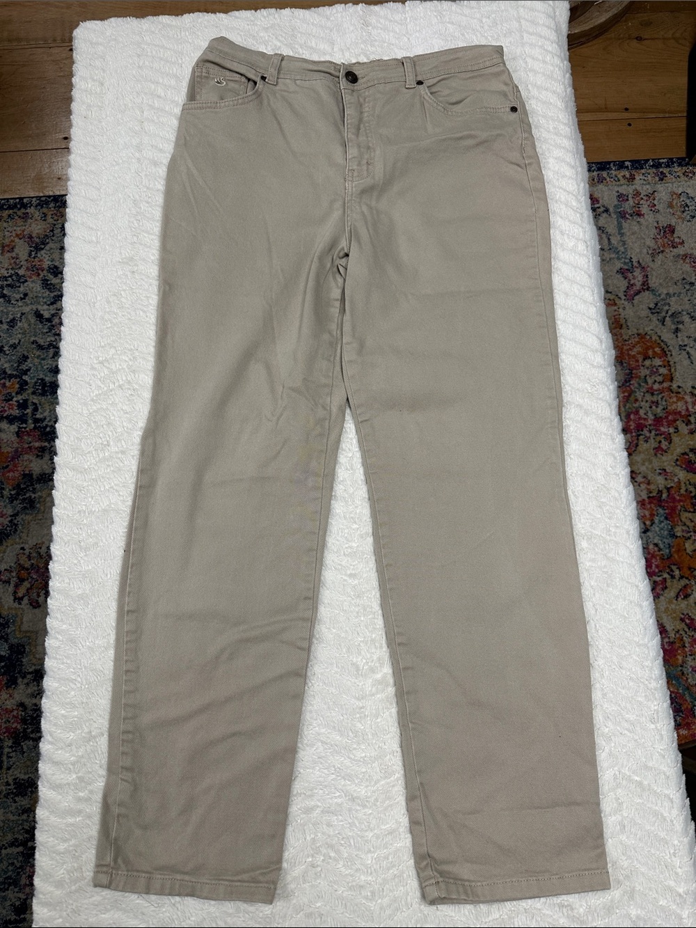 Gloria Vanderbilt tan denim straight leg jeans, 12